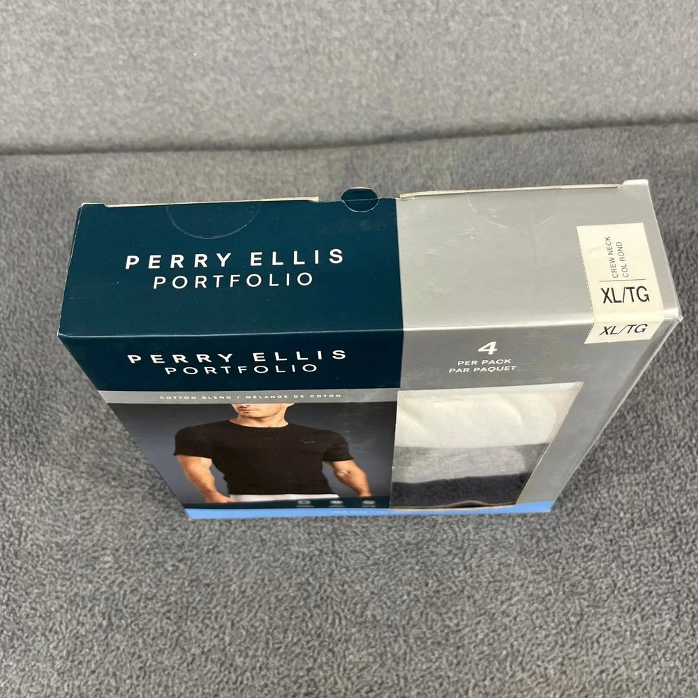 Perry Ellis Portfolio Undershirts Mens XL Multi Crew Neck 4 Pack Cotton Stretch